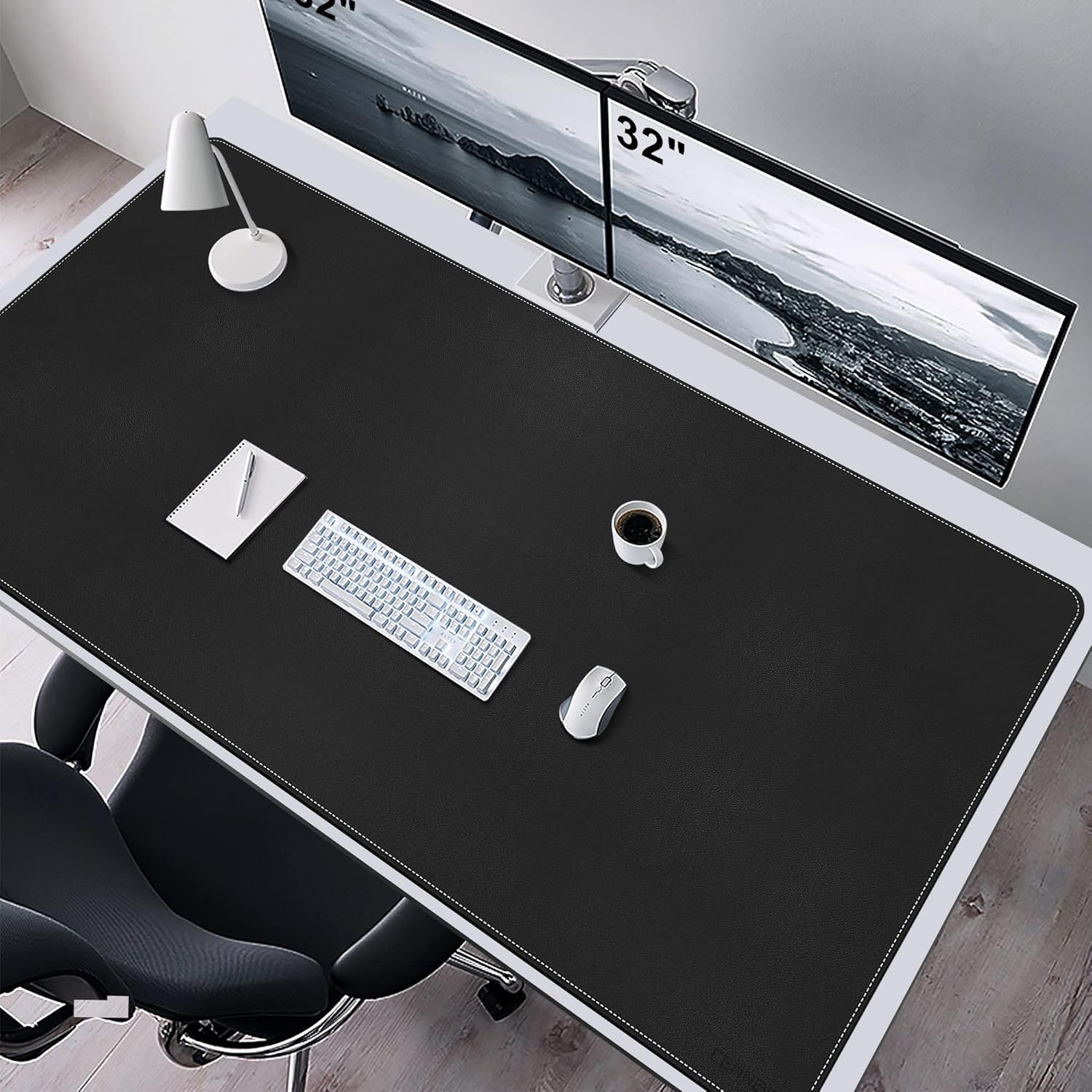 Aura Desk Mat stitched edge detail