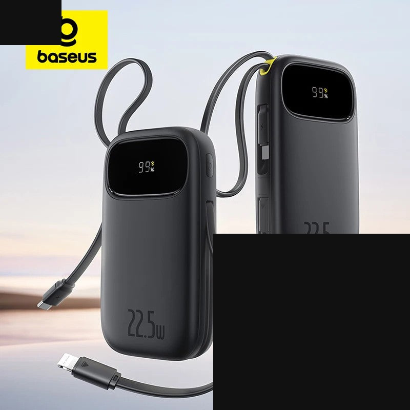 Aura Power-Cable — built-in cable power bank black