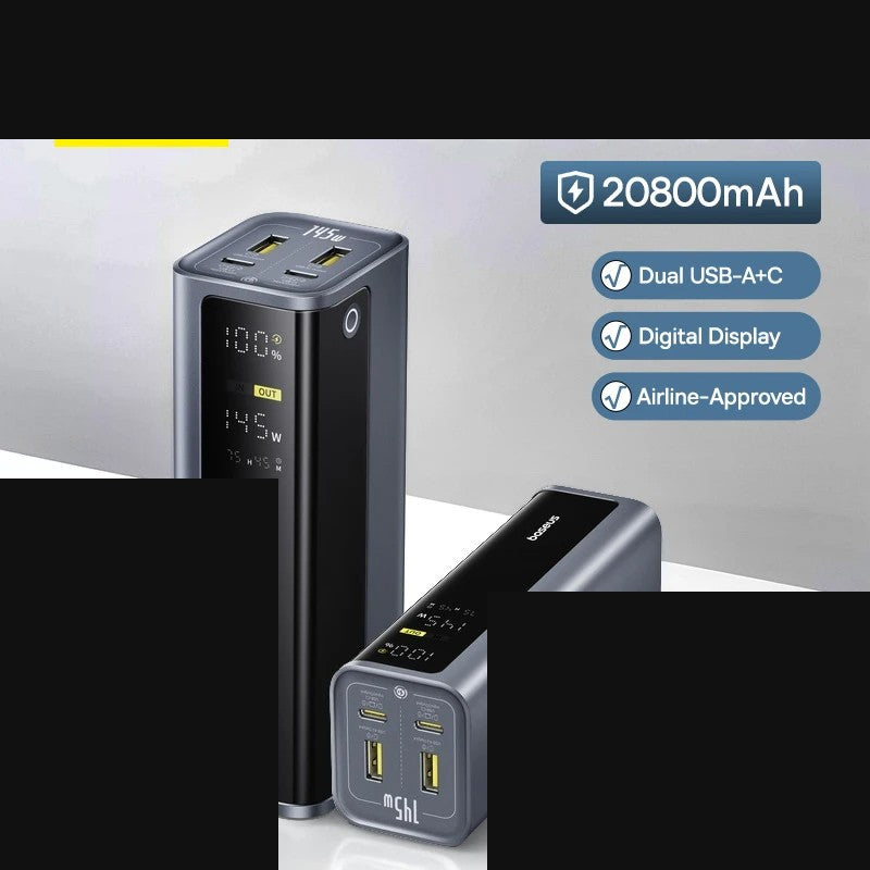 Aura Power-Max — 145W 20800mAh power bank dark